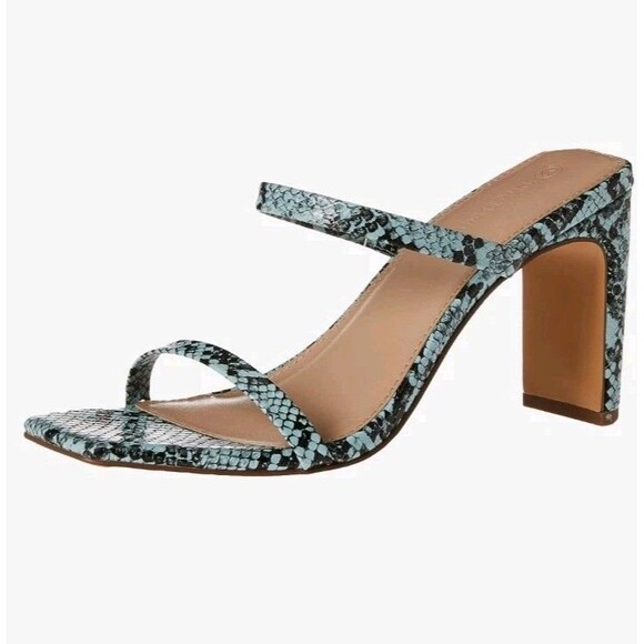 The Drop Size 8.5 Avery Square Toe Two Strap High Heeled Sandals Snake Print NIB - Picture 6 of 9